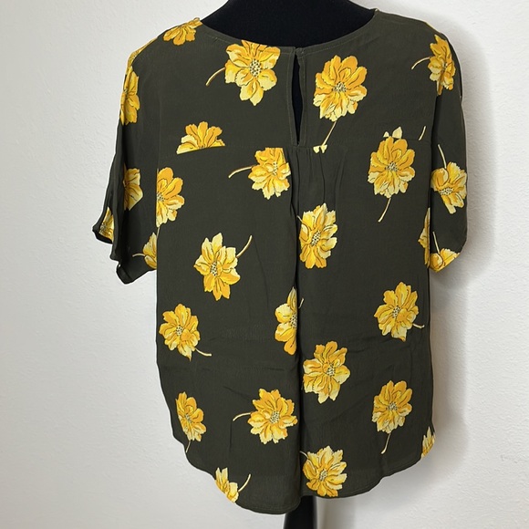 MADEWELL | Rhyme Top in Fall Flowers Green and Yellow Top Blouse Sz. S Small - Picture 3 of 6